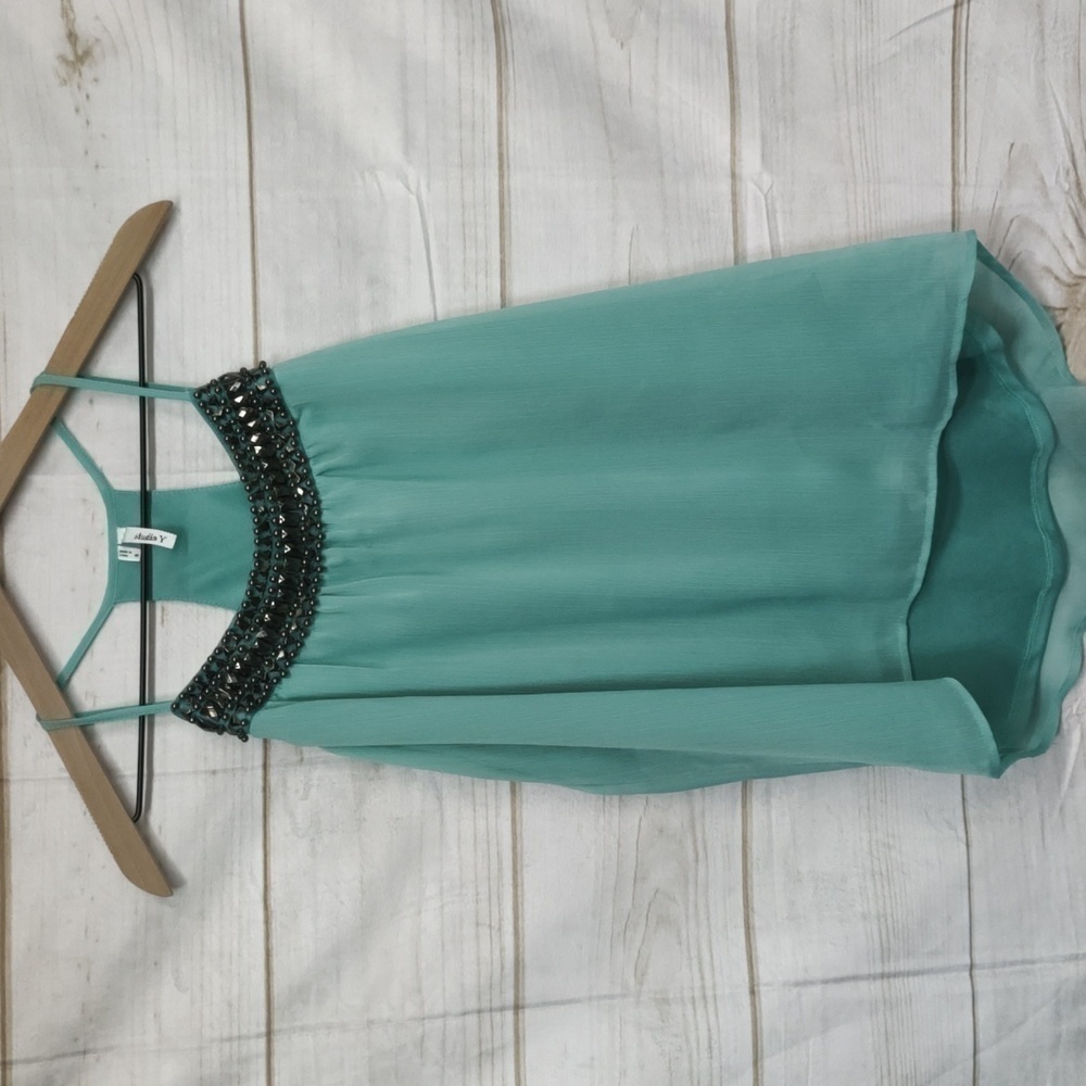 STUDIO Y Embellished Strappy Razor Back Dress Top, Size Small